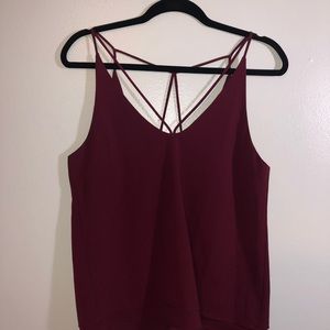 Burgundy tank top with neck and back detail